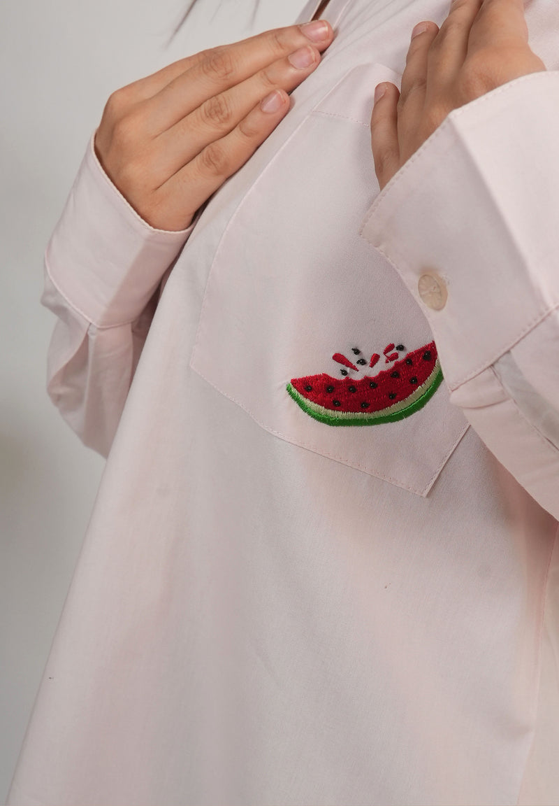 Watermelon Poplin Shirt – Blush Pink