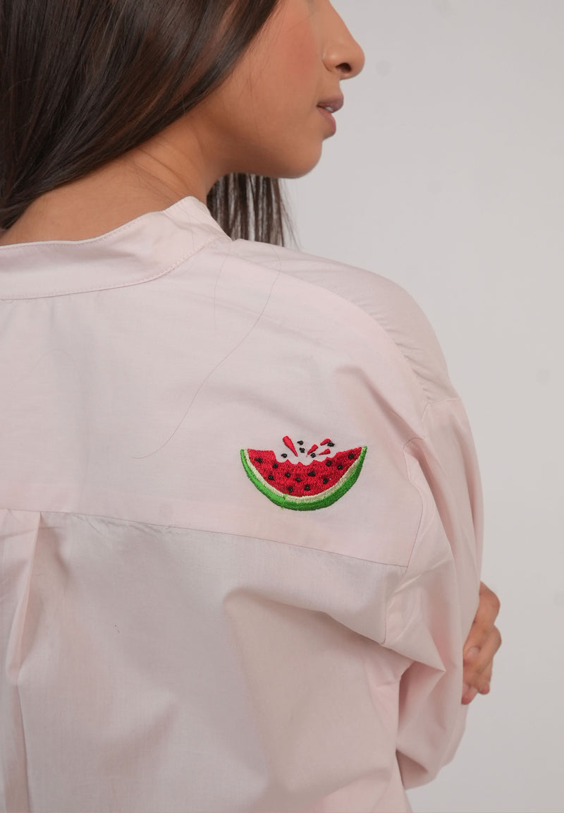Watermelon Poplin Shirt – Blush Pink