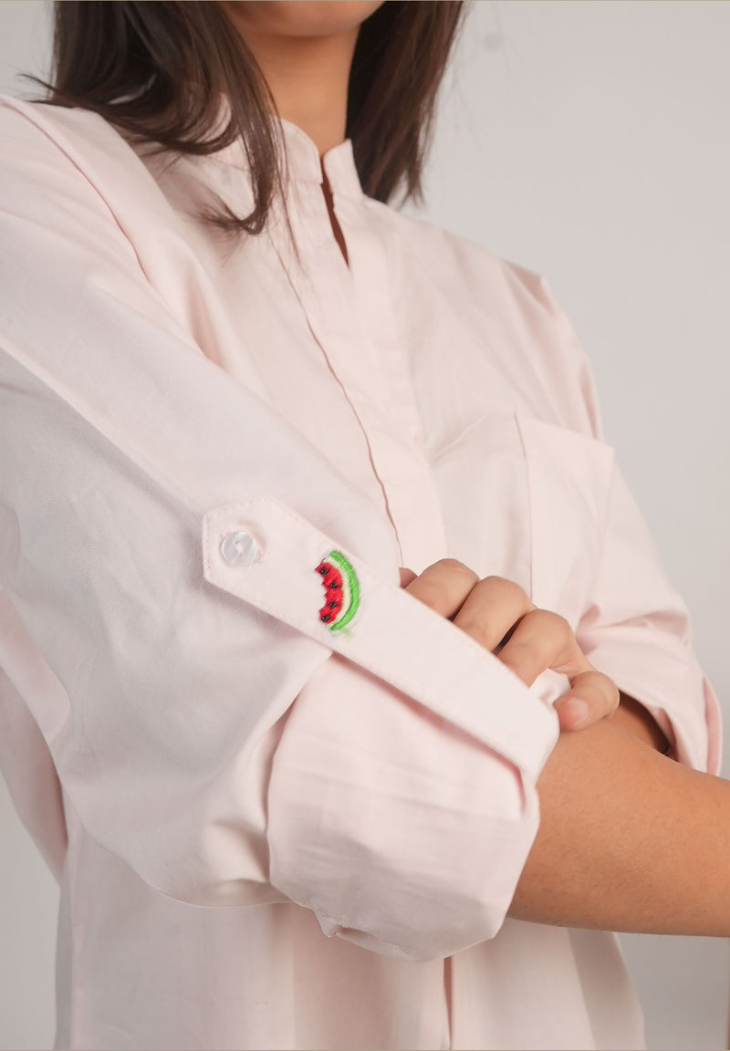 Watermelon Poplin Shirt – Blush Pink