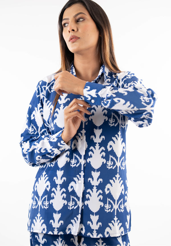Blue & White Ikat Print Co-Ord Set