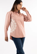 White Medallion Blush Pink Shirt
