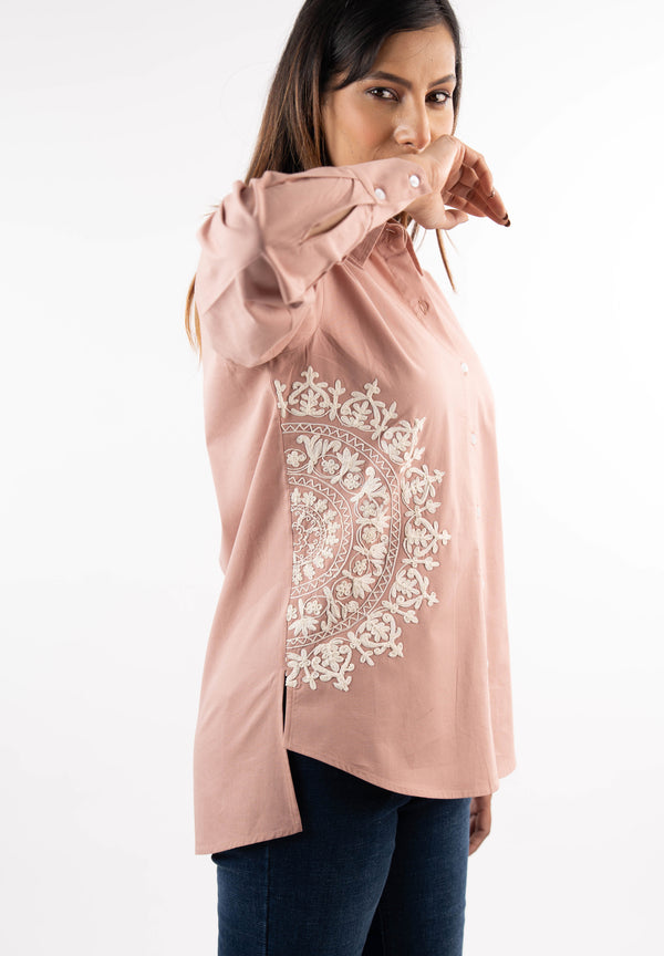 White Medallion Blush Pink Shirt