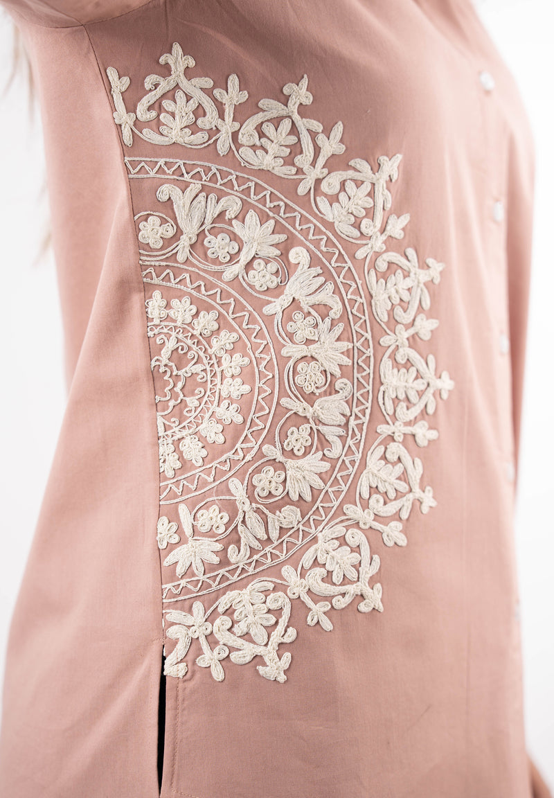 White Medallion Blush Pink Shirt