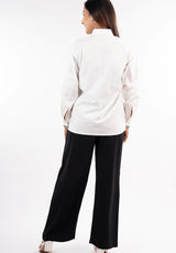 White & Black Embroidered Tassel Shirt