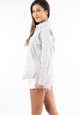 Botanical Embroidered Grey Shirt