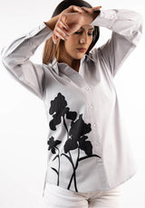 Botanical Embroidered Grey Shirt