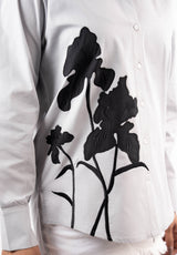 Botanical Embroidered Grey Shirt