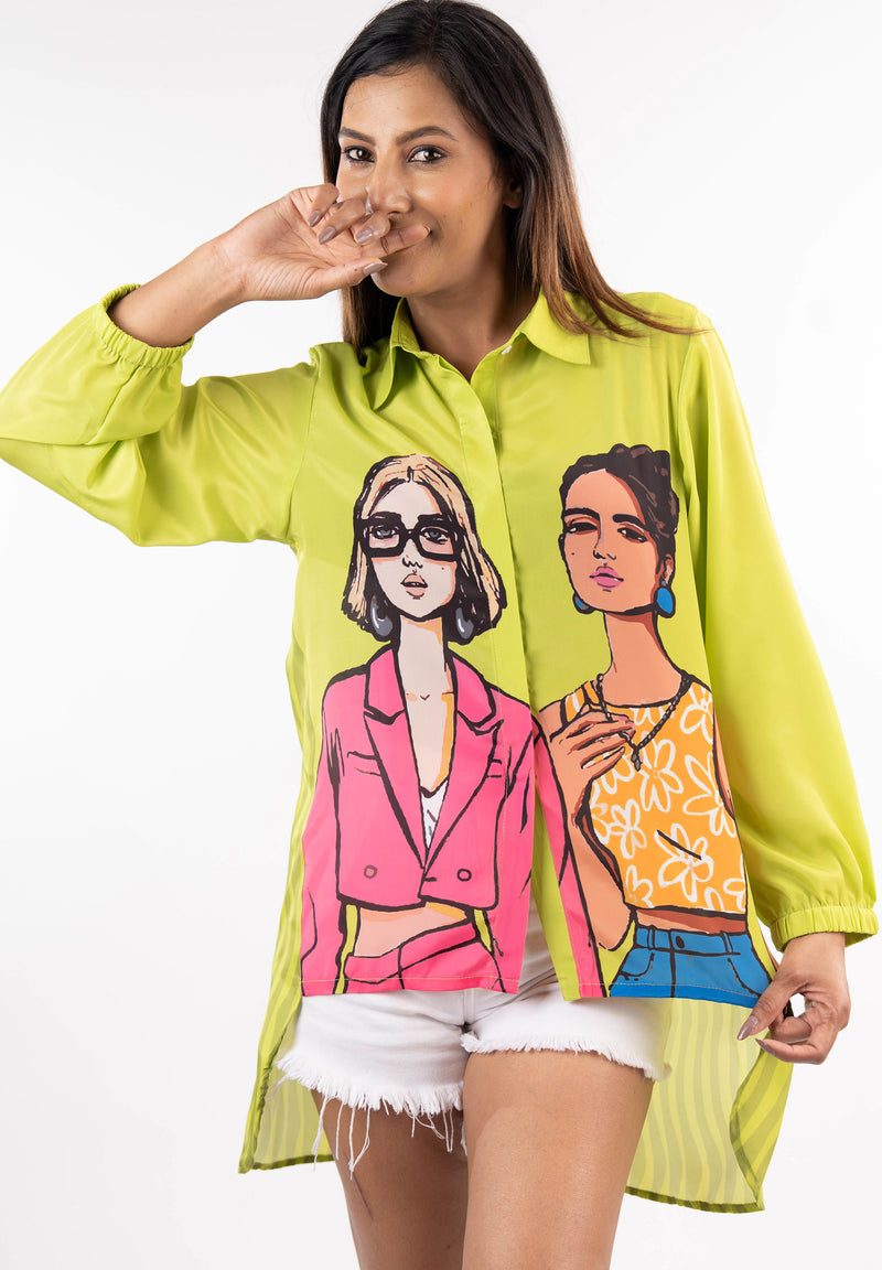 Lime Pop-Art Shirt Dress