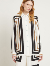 Abstract Edge Printed Royal Crepe Co-ord Set – Ivory