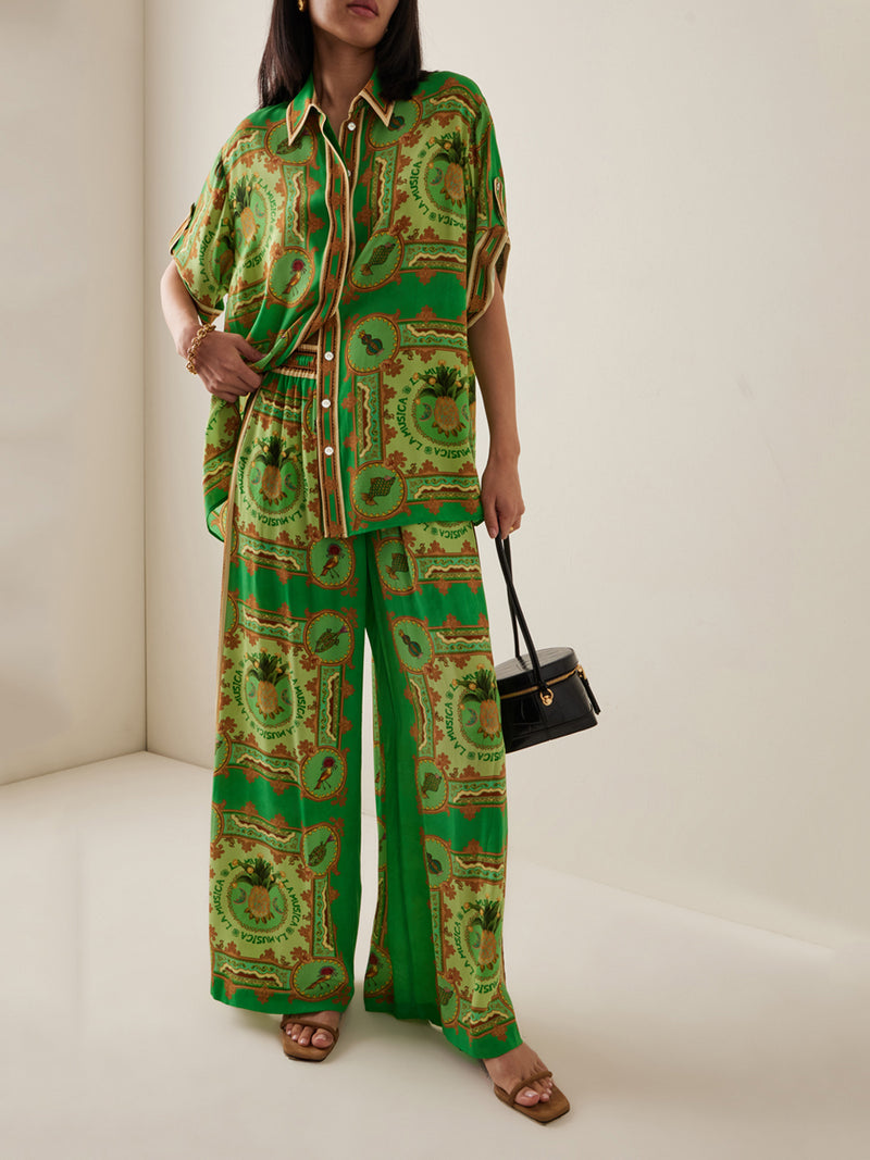 Tropical Baroque Printed Royal Crape Co-ord Set – Green